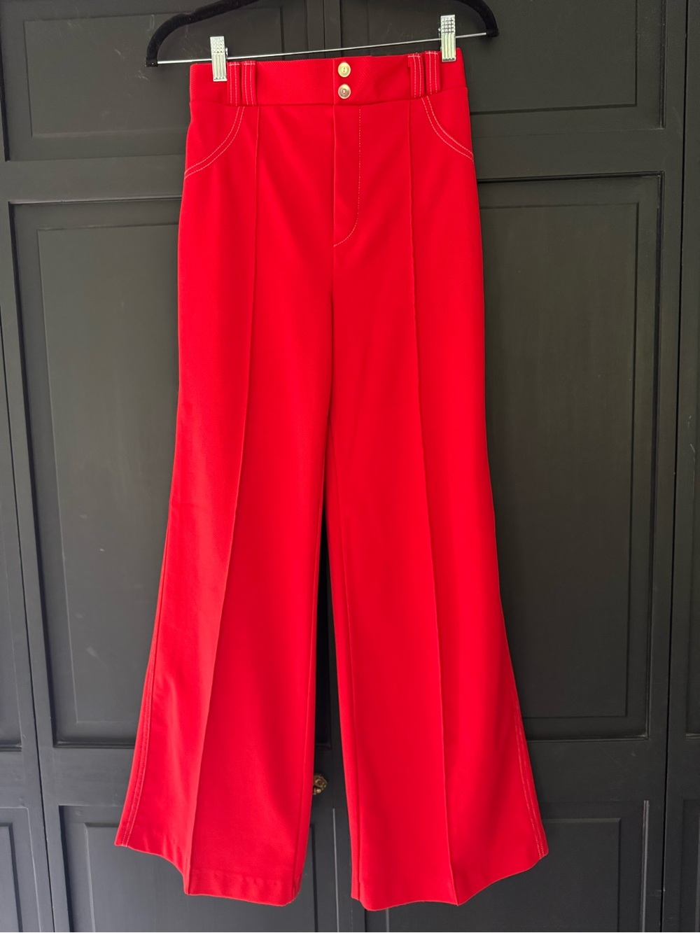 Vintage Bright Red Wide Leg Pants